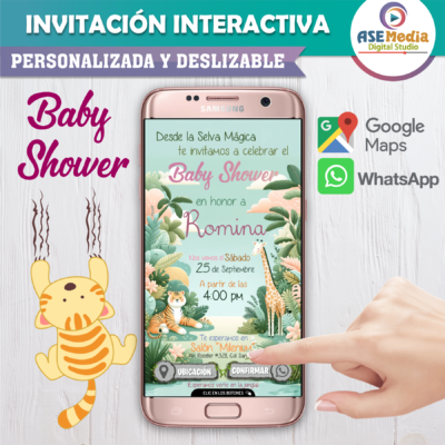 Baby Shower Safari Niña – Invitación Interactiva para WhatsApp
