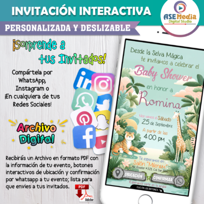Baby Shower Safari Niña – Invitación Interactiva para WhatsApp