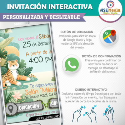 Baby Shower Safari Niña – Invitación Interactiva para WhatsApp