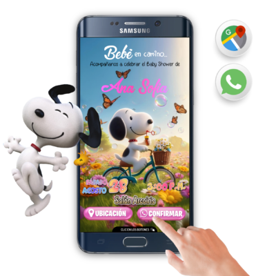 Baby Shower, Snoopy – Invitación Interactiva de Cumpleaños para WhatsApp