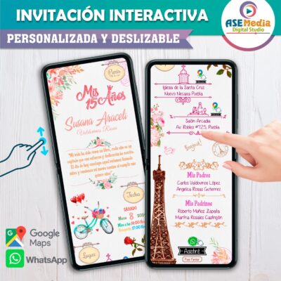 Mis XV Años en Paris – Invitación Interactiva de Cumpleaños para WhatsApp