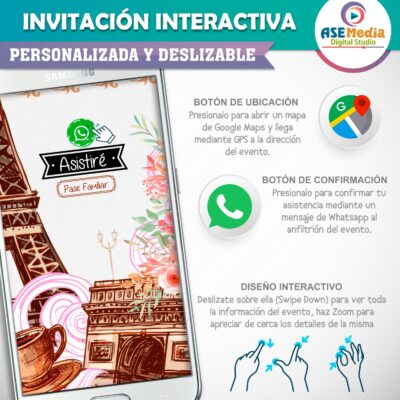 Mis XV Años en Paris – Invitación Interactiva de Cumpleaños para WhatsApp