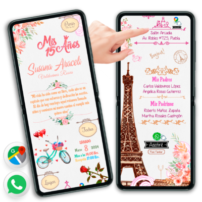 Mis XV Años en Paris – Invitación Interactiva de Cumpleaños para WhatsApp