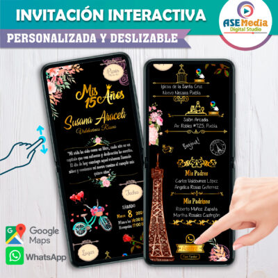 Mis XV Años en Paris – Invitación Interactiva de Cumpleaños para WhatsApp