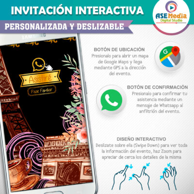 Mis XV Años en Paris – Invitación Interactiva de Cumpleaños para WhatsApp