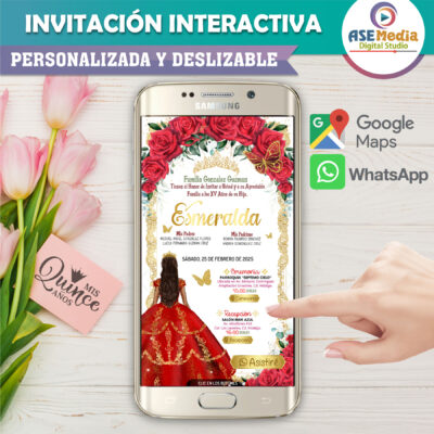 XV Años Rosa Lila Plata – Invitación Interactiva de Cumpleaños para WhatsApp