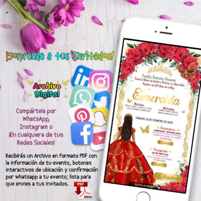 XV Años Rosa Lila Plata – Invitación Interactiva de Cumpleaños para WhatsApp