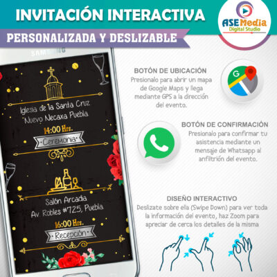 Mis XV Años, Rosa Pastel – Invitación Interactiva de Cumpleaños para WhatsApp