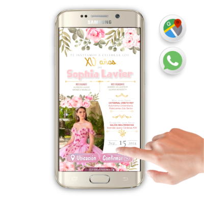 Mis XV Años, Rosa Pastel – Invitación Interactiva de Cumpleaños para WhatsApp