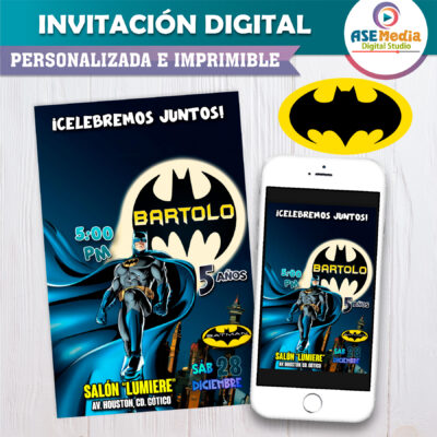 Batman, El Caballero de la Noche – Invitación Digital de Cumpleaños
