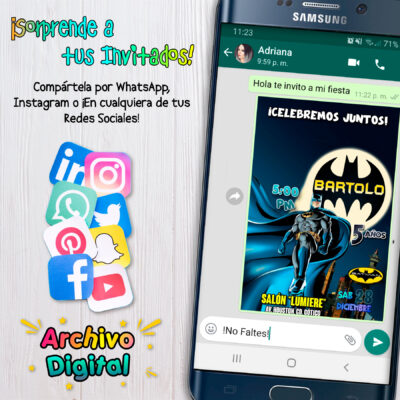 Batman, El Caballero de la Noche – Invitación Digital de Cumpleaños