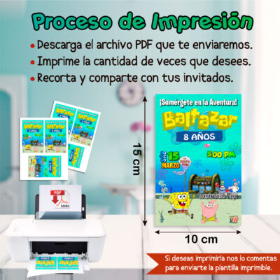 Bob Esponja, Fondo de Bikini – Invitación Digital de Cumpleaños