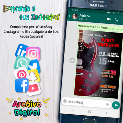 Cumpleaños Rockstar – Invitación Digital de Cumpleaños
