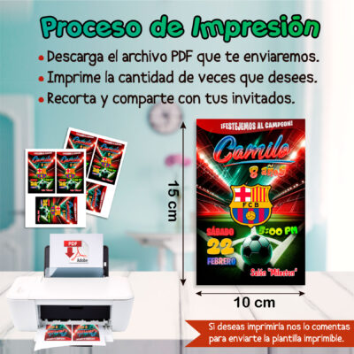 Futbol, Barcelona – Invitación Digital de Cumpleaños