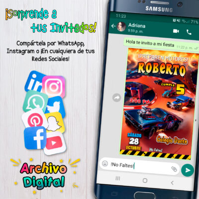 Hotwheels – Invitación Digital de Cumpleaños