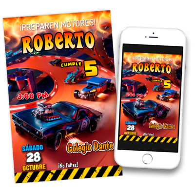Hotwheels – Invitación Digital de Cumpleaños