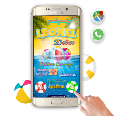 Aqua Fest – Invitación Interactiva de Cumpleaños para WhatsApp