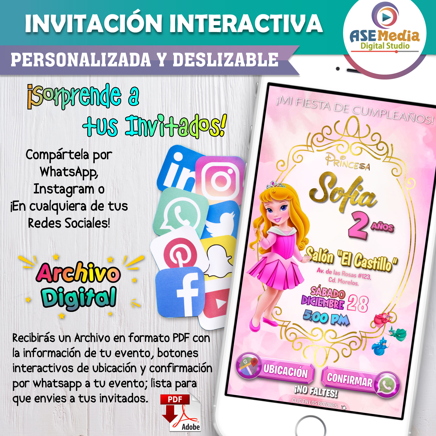Bodas de Oro – Invitación Interactiva de Cumpleaños para WhatsApp