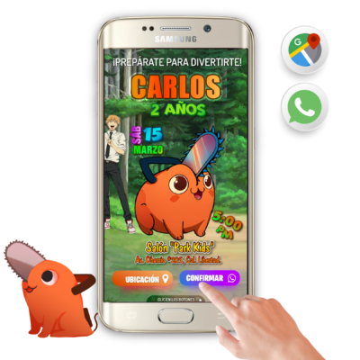 Chainsaw Man, Pochita – Invitación Interactiva de Cumpleaños para WhatsApp