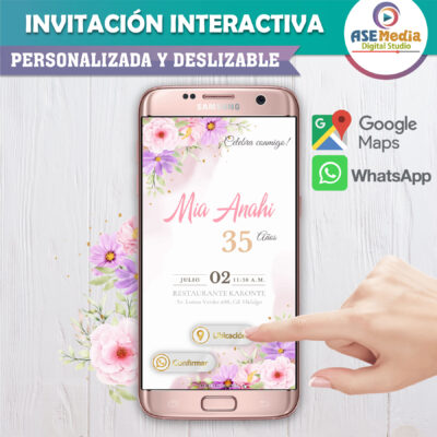 Cumple Floreado – Invitación Interactiva de Cumpleaños para WhatsApp
