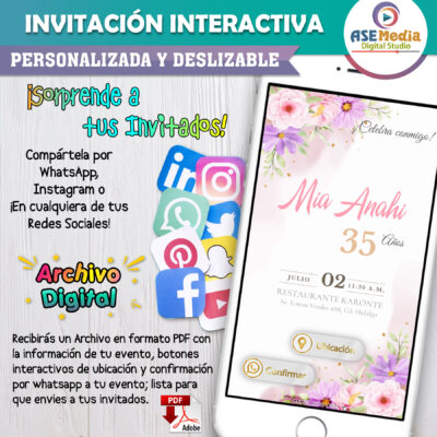 Cumple Floreado – Invitación Interactiva de Cumpleaños para WhatsApp