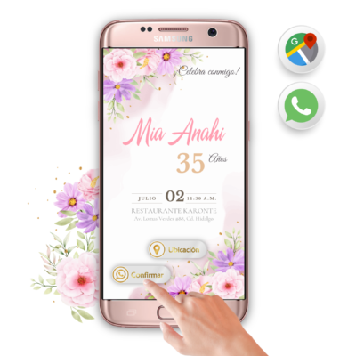 Cumple Floreado – Invitación Interactiva de Cumpleaños para WhatsApp