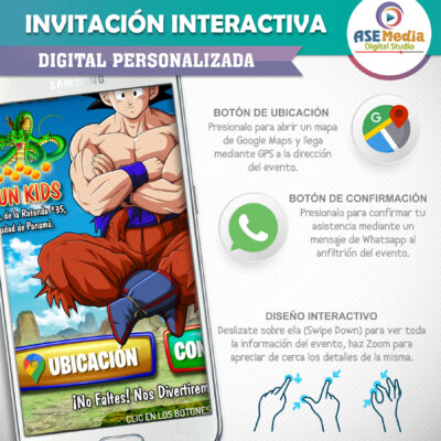 Dragon Ball Z, Goku Torneo Artes Marciales – Invitación Interactiva de Cumpleaños para WhatsApp