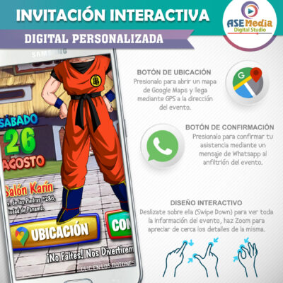 Dragon Ball Z, Goku Torneo Artes Marciales – Invitación Interactiva de Cumpleaños para WhatsApp
