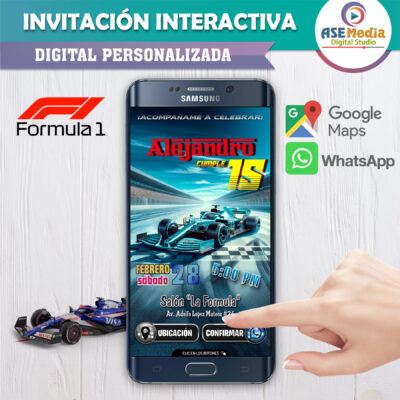 Fórmula 1, Ferrari – Invitación Interactiva de Cumpleaños para WhatsApp