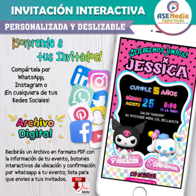 Hello Kitty Rosa – Invitación Interactiva de Cumpleaños para WhatsApp