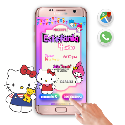 Hello Kitty Rosa – Invitación Interactiva de Cumpleaños para WhatsApp