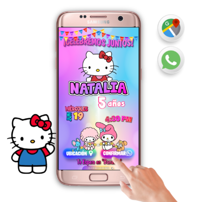Hello Kitty, Sanrio – Invitación Interactiva de Cumpleaños para WhatsApp