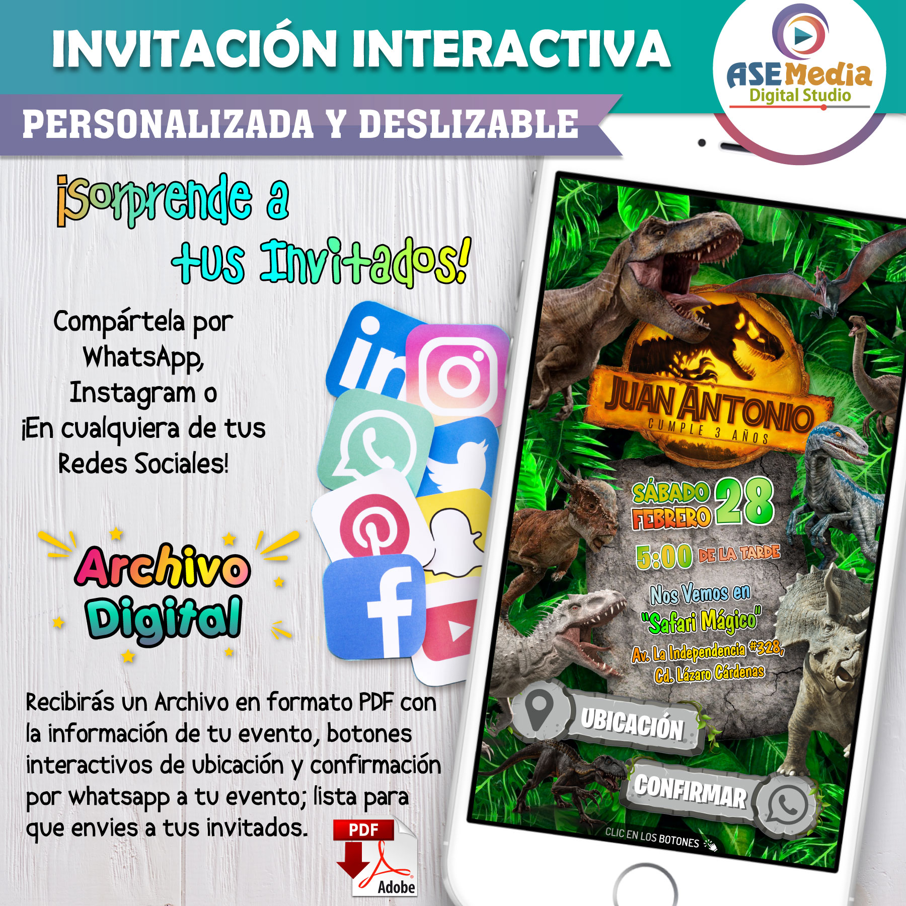 Jurassic World Dominion – Invitación Interactiva de Cumpleaños para WhatsApp