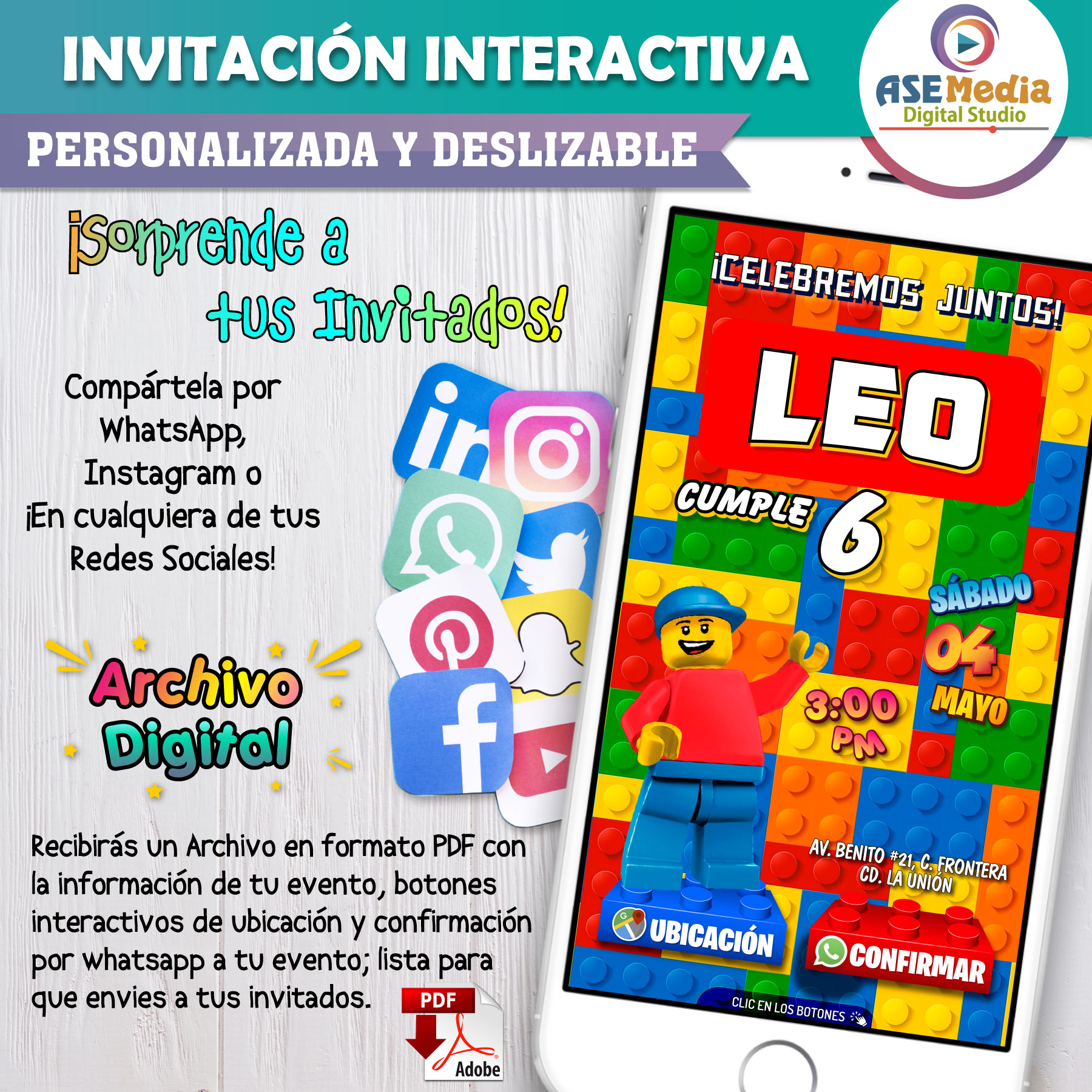 Pool Party Mickey Mouse – Invitación Interactiva de Cumpleaños para WhatsApp
