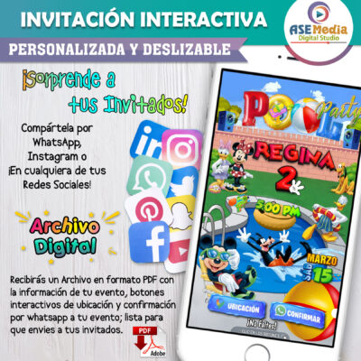 Minnie Mouse Rosa Dorado – Invitación Interactiva de Cumpleaños para WhatsApp