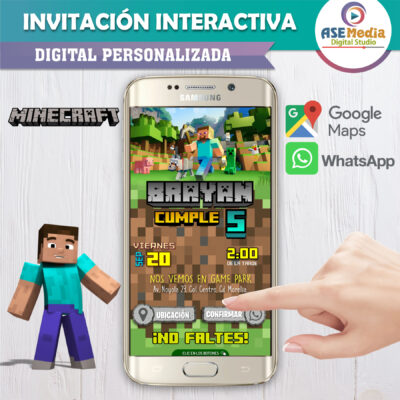 El Mundo de Minecraft – Invitación Interactiva de Cumpleaños para WhatsApp