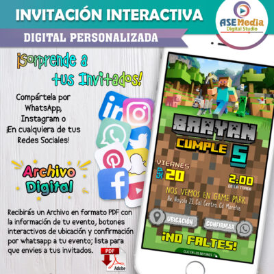 El Mundo de Minecraft – Invitación Interactiva de Cumpleaños para WhatsApp