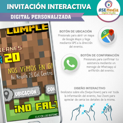 El Mundo de Minecraft – Invitación Interactiva de Cumpleaños para WhatsApp