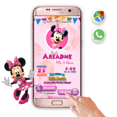 Minnie Mouse Rosa Dorado – Invitación Interactiva de Cumpleaños para WhatsApp