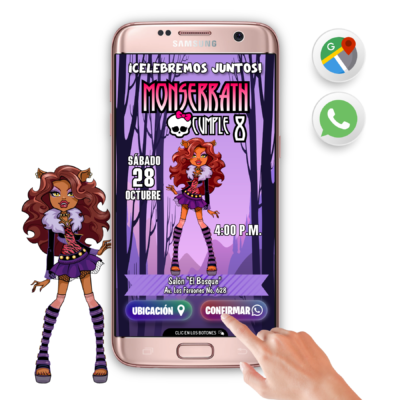 Claudia Wolf, Monster High – Invitación Interactiva de Cumpleaños para WhatsApp