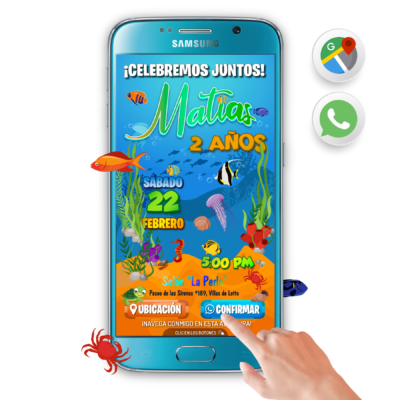 Mundo Marino – Invitación Interactiva de Cumpleaños para WhatsApp