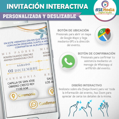 Mi Primera Comunión Azul – Invitación Interactiva para WhatsApp
