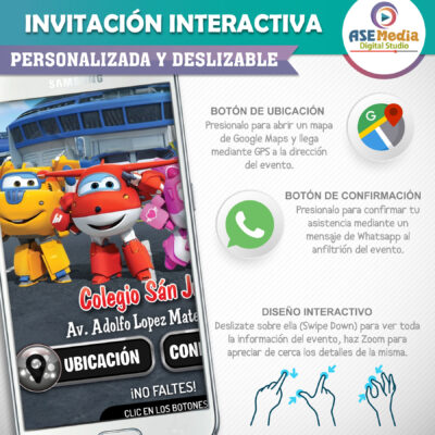 Super Wings – Invitación Interactiva de Cumpleaños para WhatsApp