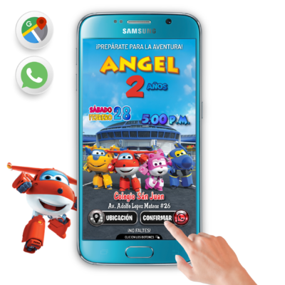 Super Wings – Invitación Interactiva de Cumpleaños para WhatsApp