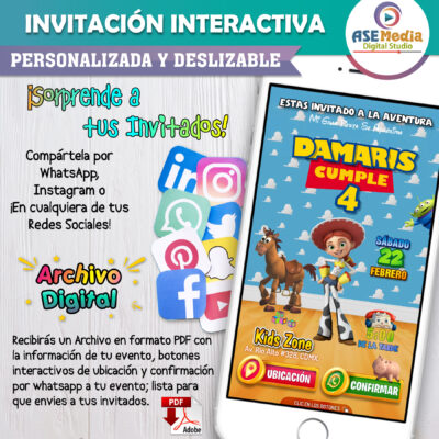 Toy Story, Jessie – Invitación Interactiva de Cumpleaños para WhatsApp