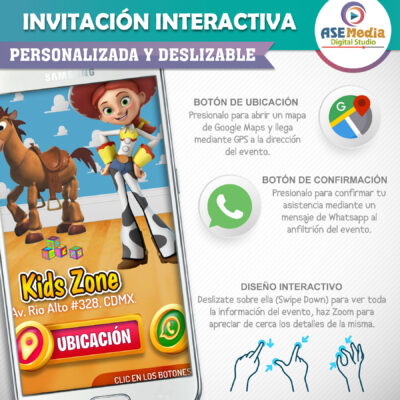 Toy Story, Jessie – Invitación Interactiva de Cumpleaños para WhatsApp
