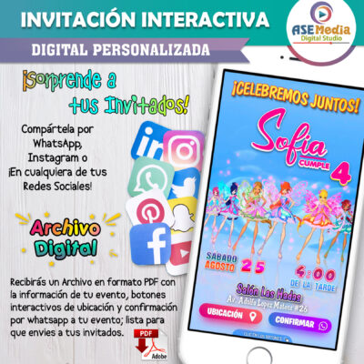 Winx Club – Invitación Interactiva de Cumpleaños para WhatsApp