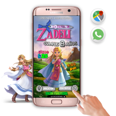 Princesa Zelda – Invitación Interactiva de Cumpleaños para WhatsApp