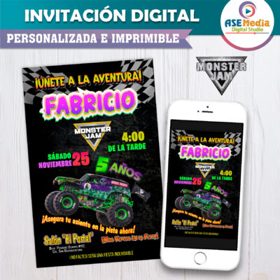 Monster Jam – Invitación Digital de Cumpleaños