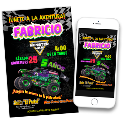 Monster Jam – Invitación Digital de Cumpleaños